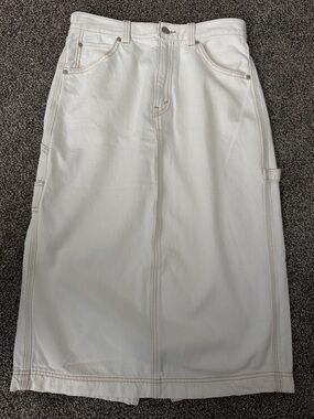 New! Levi's Carpenter Midi Skirt Off White Denim Utility Sz 29